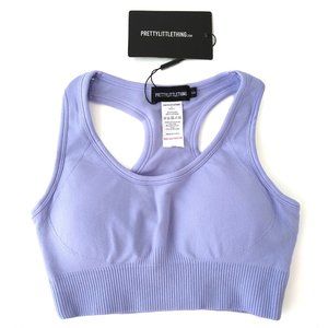 Pretty Little Thing SEAMLESS SPORTS BRA Padded Racerback Lilac Purple SM US 2-4